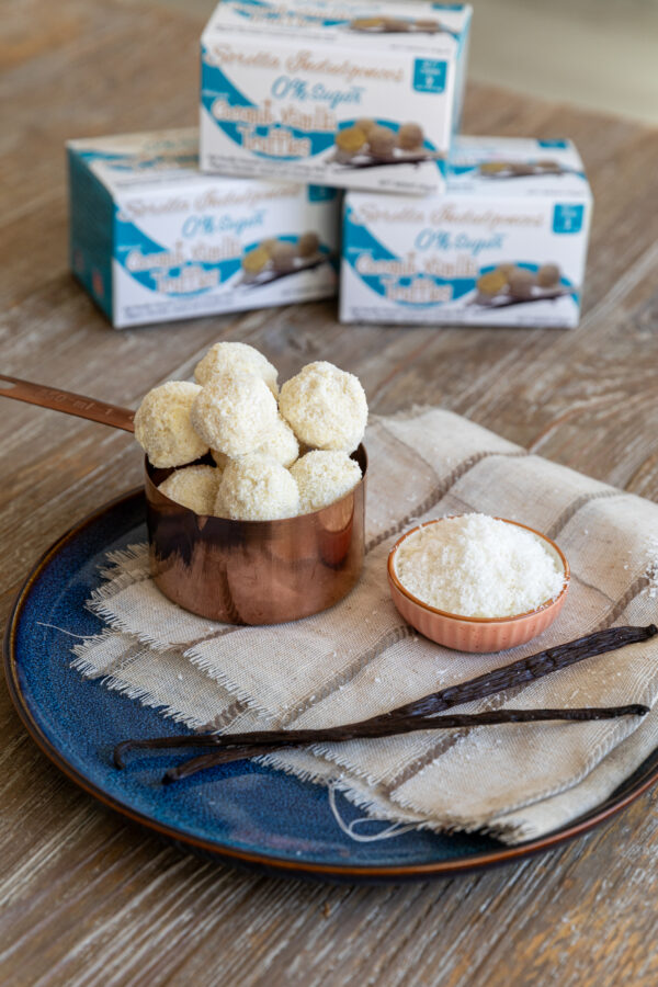 white truffle covered in coconut